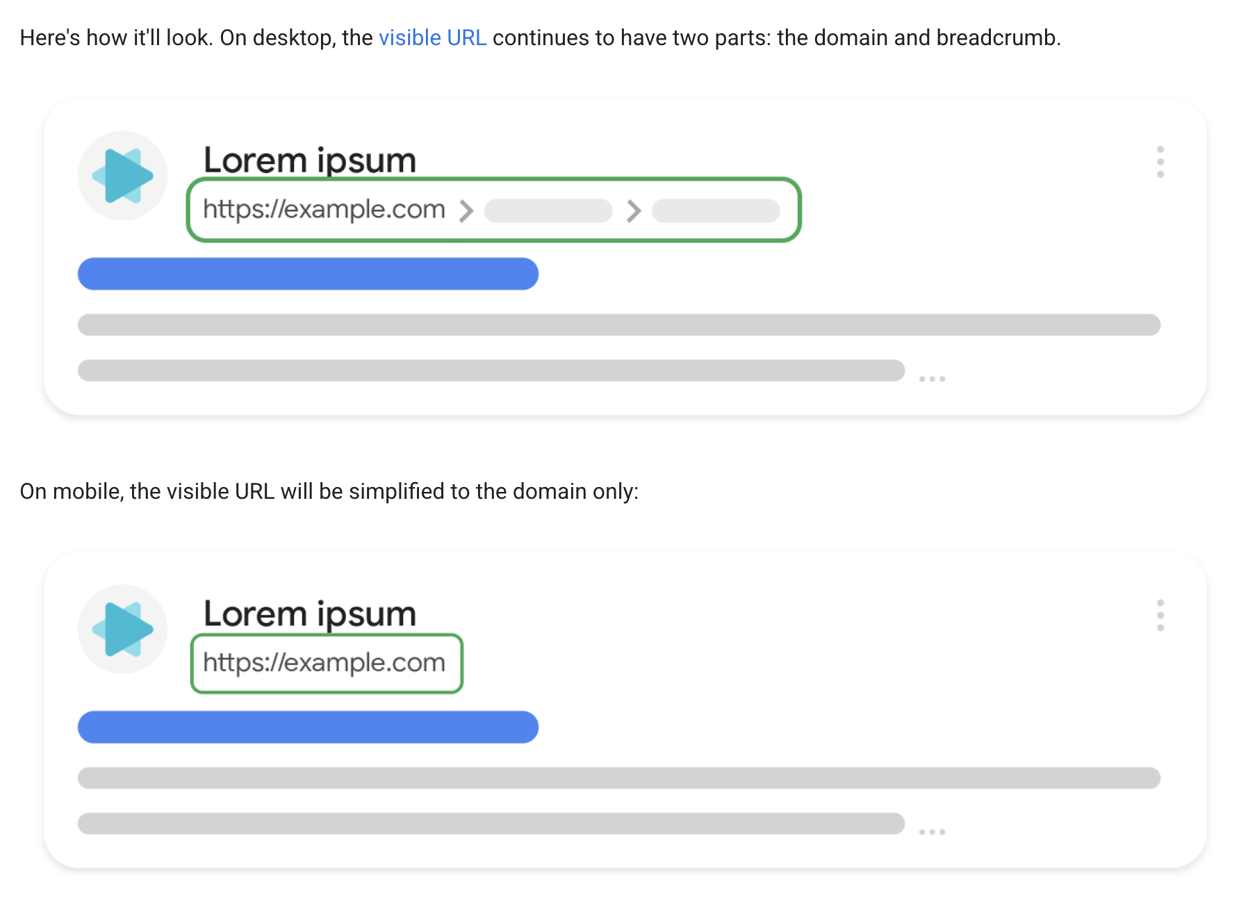 Visual example of Google's Mobile Breadcrumb Change for SERPS
